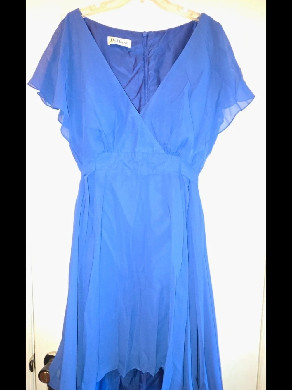JJ's House Royal Blue Hi-Low V-Neck Layered Flutter Sleeve Dress Plus 24W